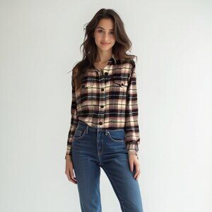 💕Tilley Plaid Button-Up Women's shirt L